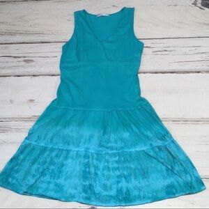 PrAna Dress Midi Tie Dye Blue Full Blue Small Sleeveless Tiered